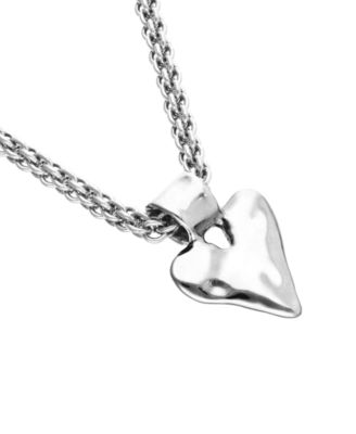 Necklace with Thick Chain And Big Heart Detail Plated in Sterling Silver