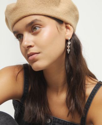 Sterling Silver Plated Heart Shaped Long Earrings