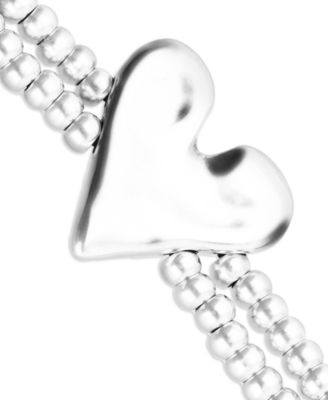 Metal Alloy Bracelet Plated in Sterling Silver with Heart Detail