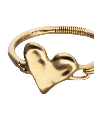 Metal Alloy Semi Rigid Bracelet Plated in Sterling Silver with Heart Detail