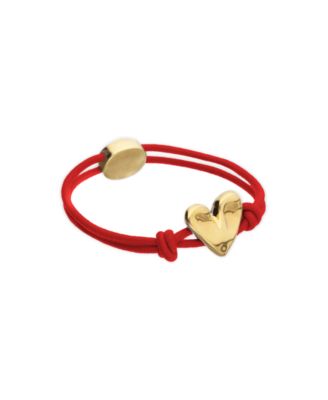 Red Elastic Thread 18K Gold Plated Bracelet with Heart