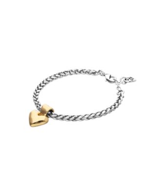 Bracelet Plated in Sterling Silver with Heart Detail in Gold 18K