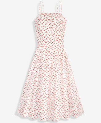 Women's Square-Neck Seamed Fit & Flare Midi Dress