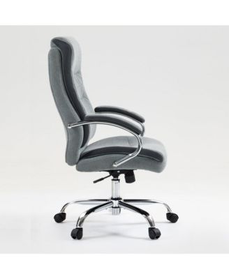 High Back Cotton Office Chair with Wide Seat & Height Adjustment, Grey
