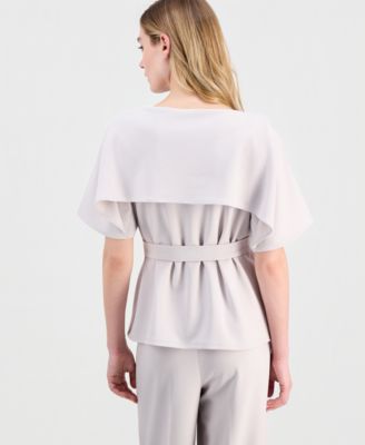 Women's Layered Belted Short-Sleeve Top