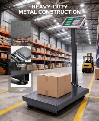 Digital Platform Floor Scale with LCD Display, 660 lbs Capacity, 0.1 lb Accuracy, Foldable Design