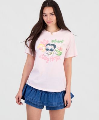 Juniors' Betty Boop Miami Graphic T-Shirt 