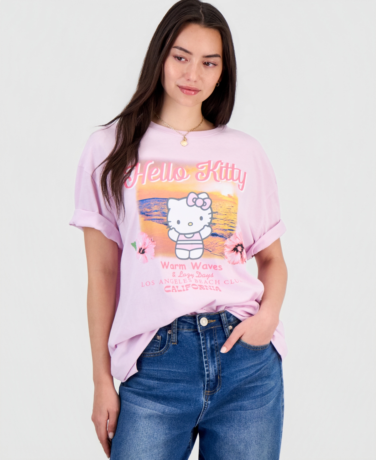 Grayson Threads, The Label Juniors' Hello Kitty Beachy Graphic Boyfriend T-Shirt