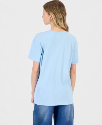 Juniors' Shell Phone Graphic Crewneck Short-Sleeve T-Shirt 