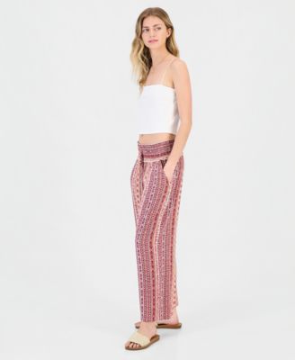 Juniors' Printed Wide-Leg Pants