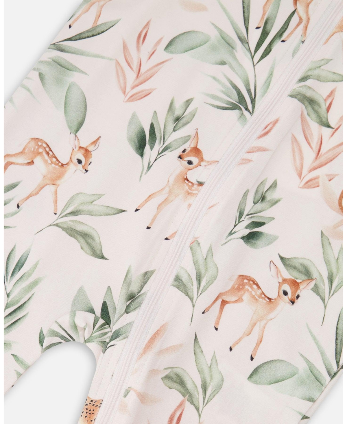 Deux par Baby Girls Cotton Jersey One-Piece Pyjama Peach Deer Print