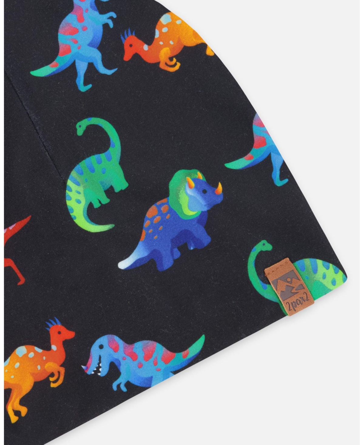 Deux par Boy Stretch Jersey Beanie Black Dinosaur Print - Toddler|Child