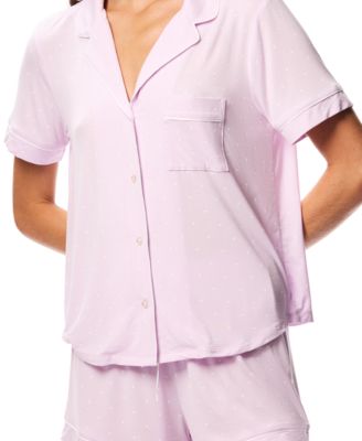 Women's Notch Collar Short-Sleeve Shirt and Shorts, 2-Piece Set