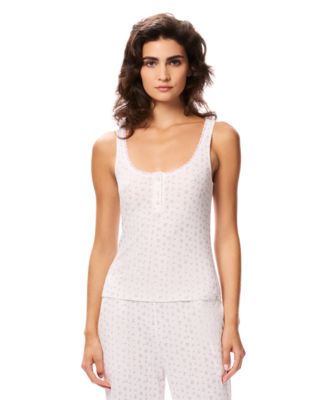 Women's Pointelle Lace Trim Tank Top