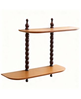 Two-Tier Wall Floating Shelf with Roman Columns for Home Decor