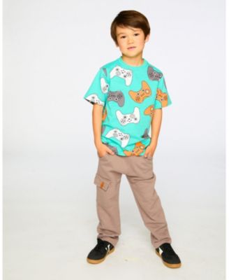 Toddler Boys Cotton Jersey T-Shirt Blue Printed Gamepads - Toddler|Child