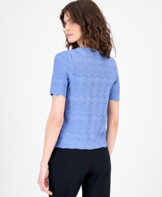 Women's Zigzag Short-Sleeve Cardigan