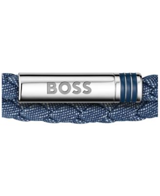 Men Ares Summer Stainless Steel Blue Denim Nylon Bracelet