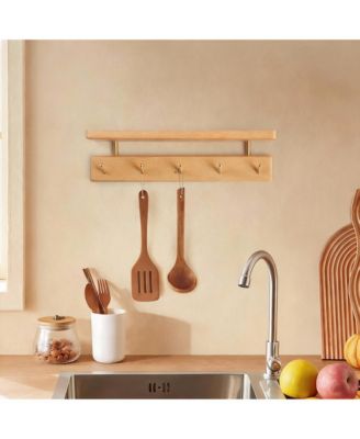 Handmade  Rack with Brass Hooks for Entryways and Living Spaces