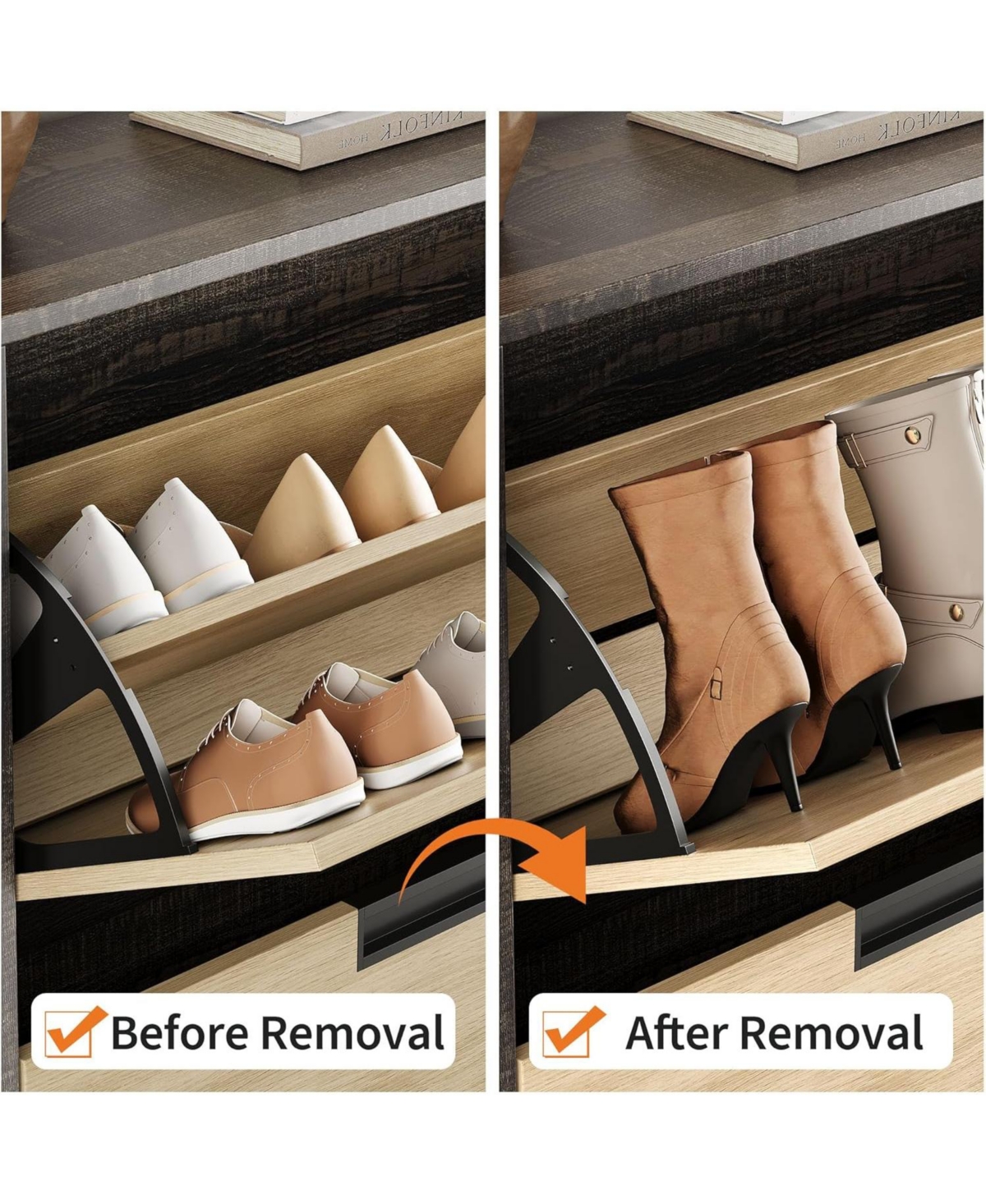 gaomon Shoe Cabinet Storage for Entryway, Narrow Shoe Organizers with 4 Flip Drawers, Freestanding with Metal Legs