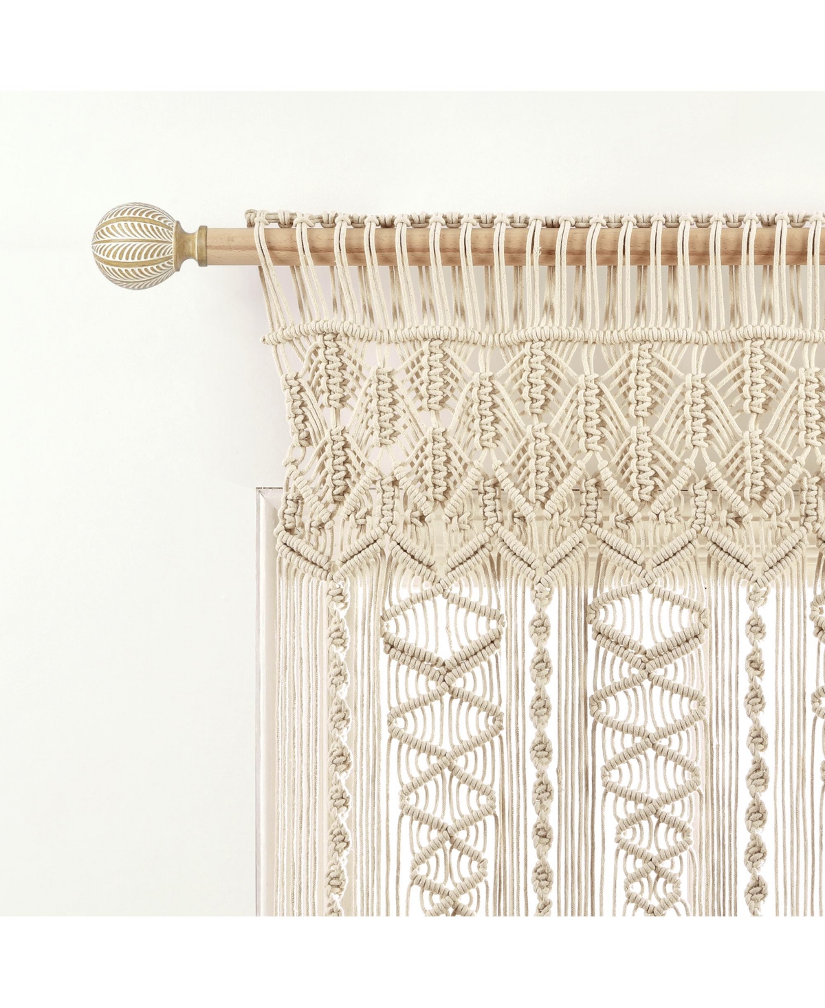 Lush Decor Boho Macrame Textured Cotton Valance Curtain Single 40"W x 30"L- Macrame Valances For Windows, Boho Kitchen Curtains, Boho Wall D