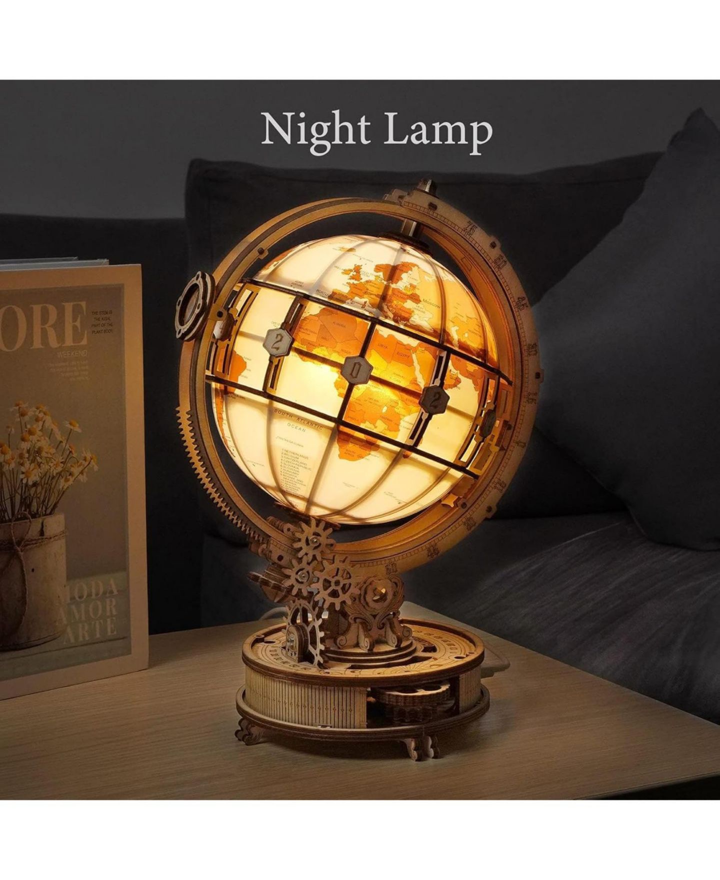 Детский пазл Robotime 3D Illuminated Wooden Globe 180-Piece Puzzle, Ages 14+ — фото 2