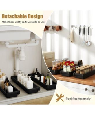 3-Tier Slim Rolling Storage Cart 2-Pack with Wheels, Mobile Bathroom Organizer