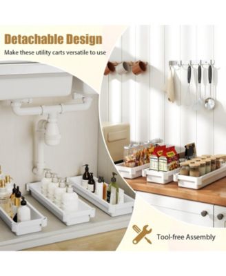 3-Tier Slim Rolling Storage Cart 2-Pack with Wheels, Mobile Bathroom Organizer