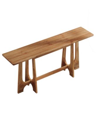 63-Inch Solid Wood Console Table, Farmhouse Long Sofa Table Behind Couch with Geometric Base for Entryway, Entrance, Living Room