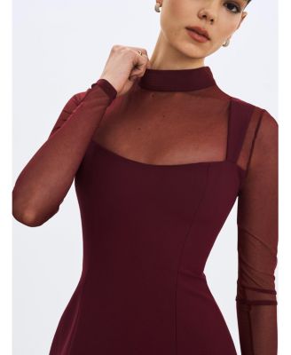 Women's Natasha Burgundy Faux Two-Piece Turtleneck Mini Dress