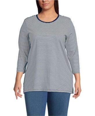 Plus Size 3/4 Sleeve Cotton Supima Tunic Top