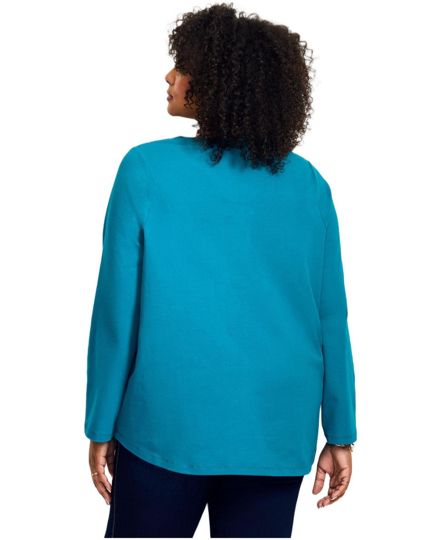 Женский топ Avenue Square Neck Pleated Tunic, цвет: Глубокий бирюзовый — фото 2