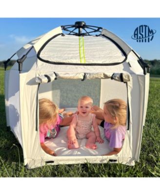 Baby Pop-Up Children Playpen, Instant One-Hand Open & Fold, Breathable Mesh Sides, Zipper Gate & Travel Carry Bag