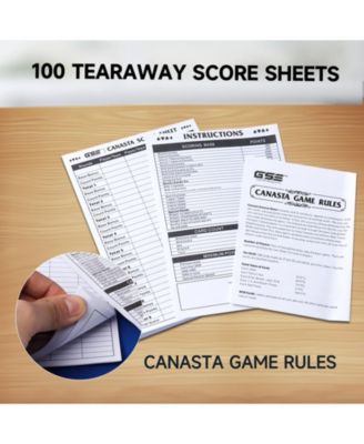 Canasta Cards Game Set - 2 Decks Canasta Cards with Point Values, a Revolving Tray, 50 Score Pads