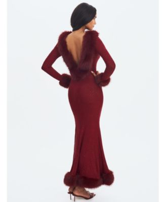 Women's Rhinestone Mesh Low Back Mermaid Gown