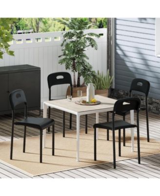 Dining Chairs Set of 4, Stackable Modern Kitchen Chairs, Plastic Dining Room Chair with Metal Legs, Easy Assembly, Waterproof & Stain-Resistant