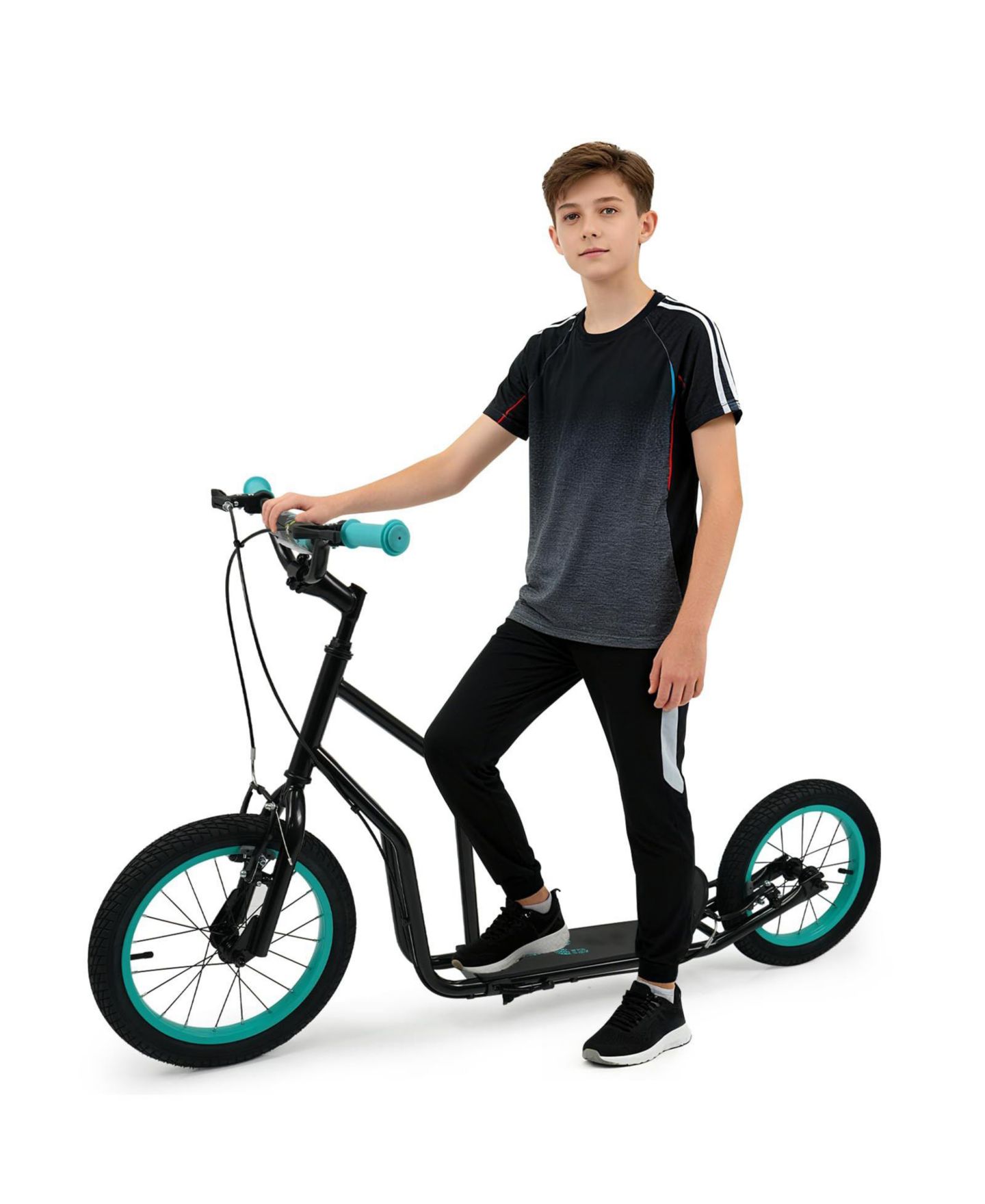 Детская игрушка Mecale Youth Scooter with Adjustable Handlebar and 16/14-Inch Inflatable Wheels, цвет: Чёрный — фото 1