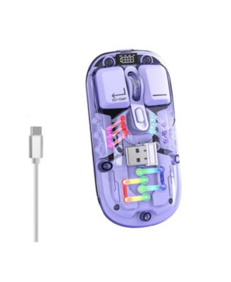Dual-Mode Transparent Wireless Mouse, 2.4G + Bluetooth 5.0, Magnetic Suction Design, RGB Backlit, 3-Speed DPI, Type-C Rechargeable
