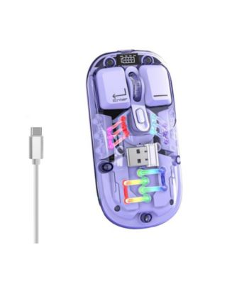 RISOKEYS Dual-Mode Transparent Wireless Mouse, 2.4G + Bluetooth 5.0 ...