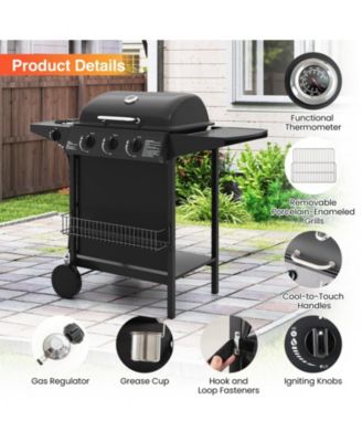 39 000 BTU Outdoor Burner Propane Gas Grill on Wheels