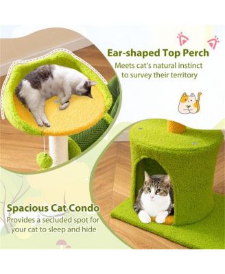 High-Weight Capacity Cat Tree (22LBS), Tropical Palm Tree Design with Built-In Self-Groomer & Scratching Posts