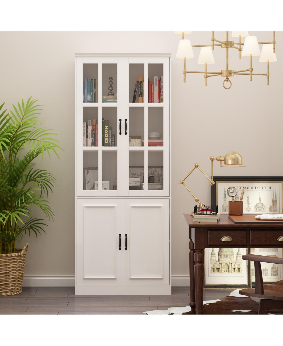 Famapy White Wooden 6 Shelves Standard Bookcase, Storage Cabinet