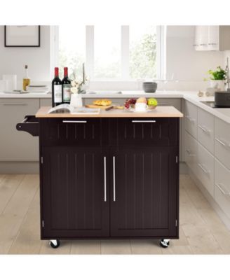 Kitchen Islands Rolling Kitchen Island Cart Storage Trolley with Towel Rack and Drawer
