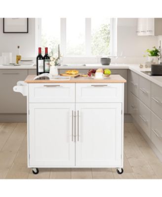 Kitchen Islands Rolling Kitchen Island Cart Storage Trolley with Towel Rack and Drawer