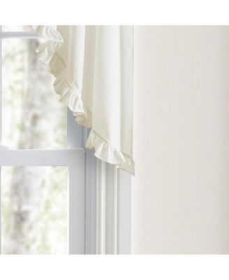 Home Classic Narrow Ruffle Natural Color Rod Pocket Swag Curtain Panel, 86" X 38