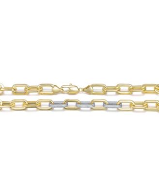 Modern Two-Tone Gold Plated Pave-set CZ Link Necklace