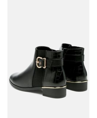 Women's Frothy Buckled Ankle Boots With Croc Detail