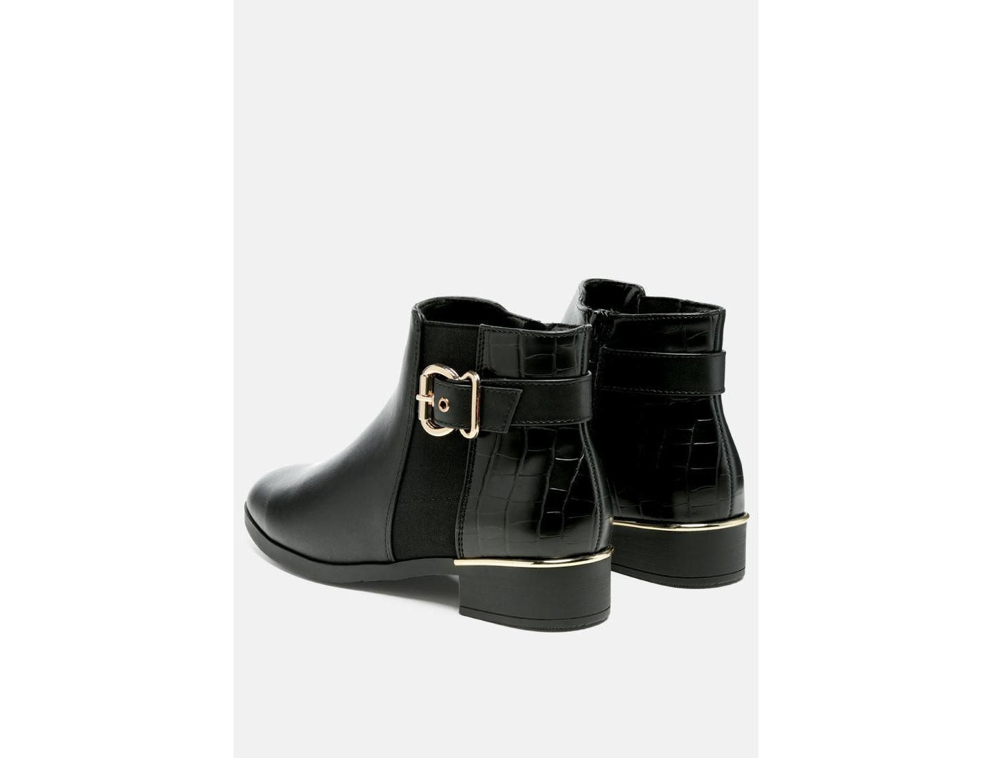 Женские ботинки London Rag Frothy Buckled Ankle Boots With Croc Detail, цвет: Чёрный — фото 8