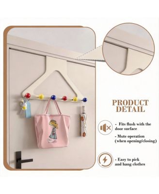 Vibrant No-Drill Over Door Hooks, 6 hook, No Drill, 10.6" Height, Silent, Secure, Damage-Free