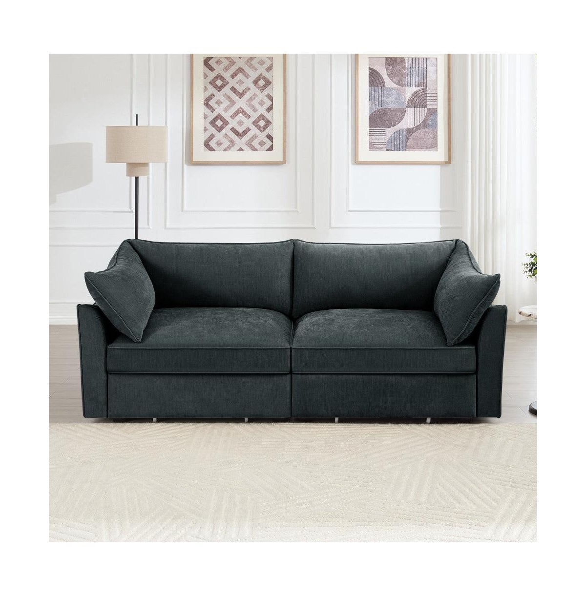 Boyel Living 2-Seater Sofa with Pull-Out Storage Drawers Under Each Seat Wraparound Back and Arm Cushions